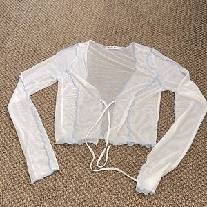 Xs sheer crop top with tie